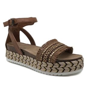 Madeline Girl Espadrilles Sphinx Metallic Ankle Strap Platform Sandals Size 9